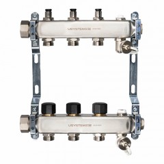 Коллектор UN с клапанами стальной с накидной гайкой, выходы 3x3/4" Евроконус USYSTEMS